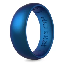 Metallic space blue classic silicone ring men metal alternative ring daily-wear engagement rings for men.