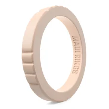 Elegant stackable silicone ring women champagne pink comfortable and breathable wearing alone or mix and match.