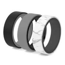 Double-sided two tone classic set silicone ring for men black, grey, marble.