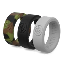 Solid silicone ring men keepers set of 3 rings for men camo, black, white grey.